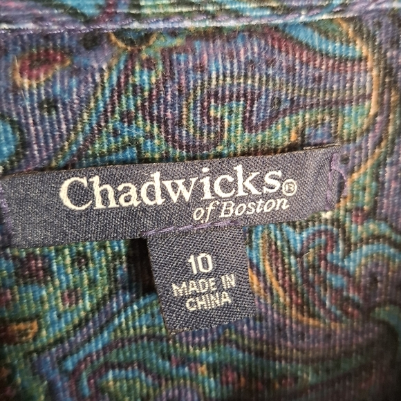 Chadwicks Paisley Corduroy button front Dress Size 10 - Picture 3 of 9